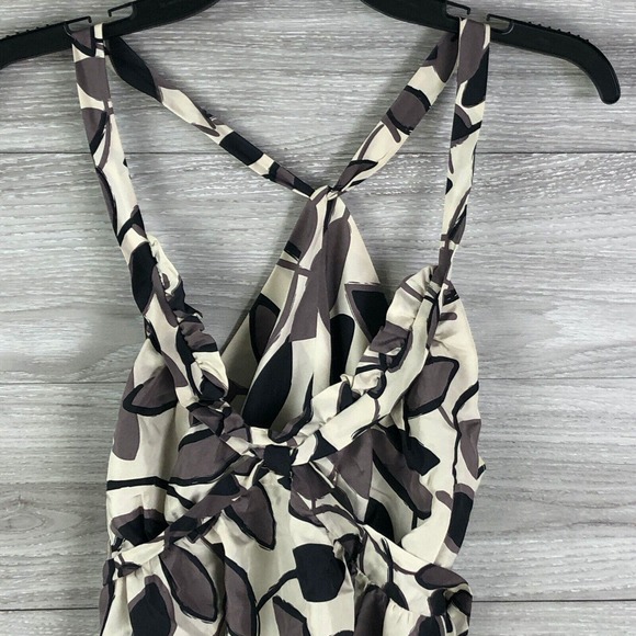Bcbgmaxazria Cream Leaf Pattern Silk Tie Waist Top Size Small $149 - Picture 2 of 6